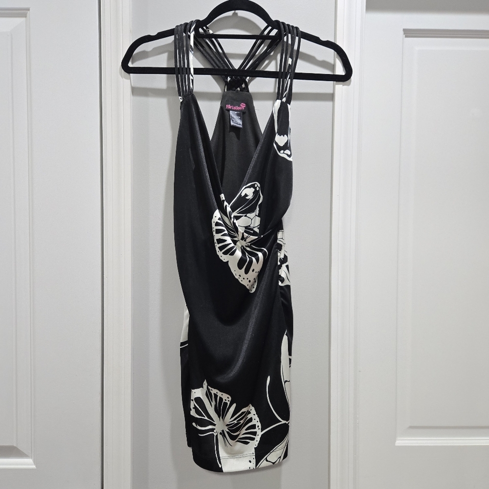 Flirtatious Butterfly Black and White Y2K Minidress
